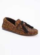 Isabel Marant Fitza mocassin van suède met panterprint