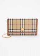 Burberry Hannah clutch met kalfsleren details en ruit dessin