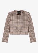 Maje Cropped blazer in wolblend met ruitdessin
