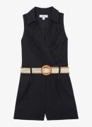 Reiss Mila loose fit playsuit van linnen met ceintuur