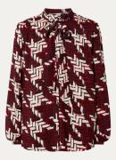 BRAX Vivi blouse met grafische print en strikkraag