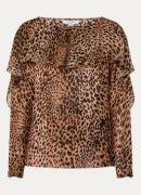 L.K.Bennett Edith top met panterprint en volant