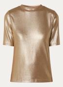 Expresso T-shirt met ribstructuur en metallic finish