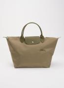 Longchamp Le Pliage Green handtas M met leren details