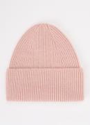 Hvid Fonzie muts van merino wol