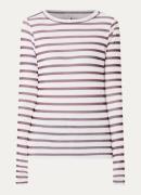 10DAYS Semi-transparante top van mesh met streepprint