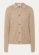 Les Deux Eloi grofgebreid regular fit overhemd met opengewerkt dessin