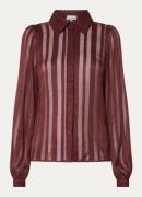 Aaiko Rose semi-transparante blouse met streepprint en ballonmouw