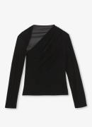 Reiss Kassia top van fluweel met asymmetrische hals
