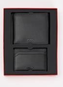 HUGO Portemonnee en pasjeshouder van geitenleer set van 2