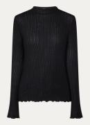 OPUS Sivi semi-transparante top met ribstructuur