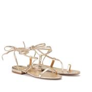 Metallic sandalen, enkellint en platte hak