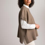 Poncho met ronde hals in milano tricot