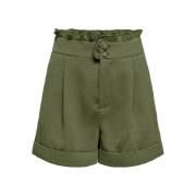 Short in gewafelde stof, hoge taille