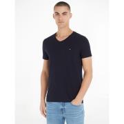 T-shirt met V-hals slim, stretch