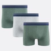 Set van 3 boxershorts, 2 effen mêlee + 1 gestreept