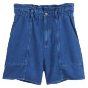 Short paperbag in licht denim, lyocell mix