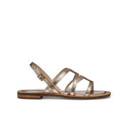 Platte leren sandalen, vierkante neus Sozy
