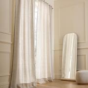 Gordijn in gewassen linnen met verdekte lussen, Tojos