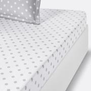 Hoeslaken in flanel met stippenprint Clarisse