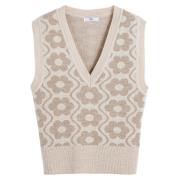 Mouwloze trui, jacquard bloemmotief