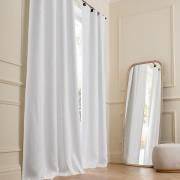 Verduisteringsgordijn van gewassen linnen, leren lussen, Private