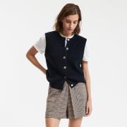Vest met knoopsluiting, ronde hals, grof tricot