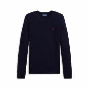 Trui met ronde hals, kabeltricot van wol en kasjmier