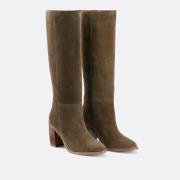 Laarzen met hak, suède leer, Signature FLORIE