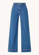 Benetton High waist wide leg jeans met donkere wassing