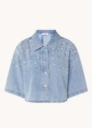 Sandro Cropped blouse van denim met strass