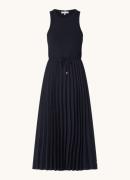 Tommy Hilfiger Midi jurk met plissé en strikceintuur