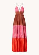 ba&sh Westa maxi jurk met rugdecolleté en plissé