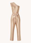 Aaiko Livea tapered fit cropped jumpsuit van satijn met strikceintuur