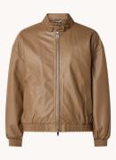 Reiss DRU Atelier Leather Latched-Collar Bomber Jacket