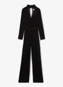 Reiss VERA Velvet Belted Wide Leg Jumpsuit