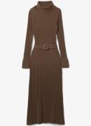 Reiss VINETTE Ribbed Funnel Neck Belted Midi Dress