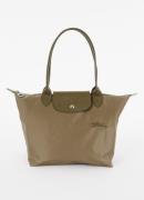 Longchamp Le Pliage Green schoudertas M met leren details