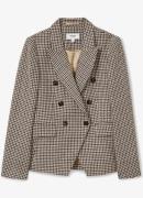 Reiss Evie double-breasted blazer in linnenblend met pied-de-poule des...