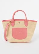 Longchamp Le Pliage XS Basket crossbodytas van raffia met leren detail...