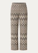 Expresso High waist wide fit pantalon met grafische print en steekzakk...