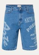 Arte Antwerp Straight fit korte broek van denim met logoprint