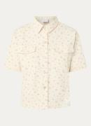 Neo Noir Tiki blouse van denim met bloemenprint en borstzakken