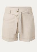 Expresso High waist straight fit korte broek met streepprint en lurex