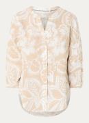 BRAX Velia blouse van linnen met print