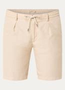 Profuomo Straight fit korte broek in linnenblend