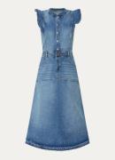ba&sh Vayea midi denim jurk met ruches en steekzakken