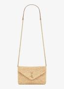Saint Laurent Cassandre crossbodytas van raffia met leer