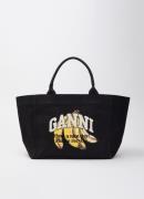Ganni Shopper van canvas met logoborduring