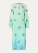 Farm Rio Midi tuniekjurk van linnen met borduring en dip-dye dessin